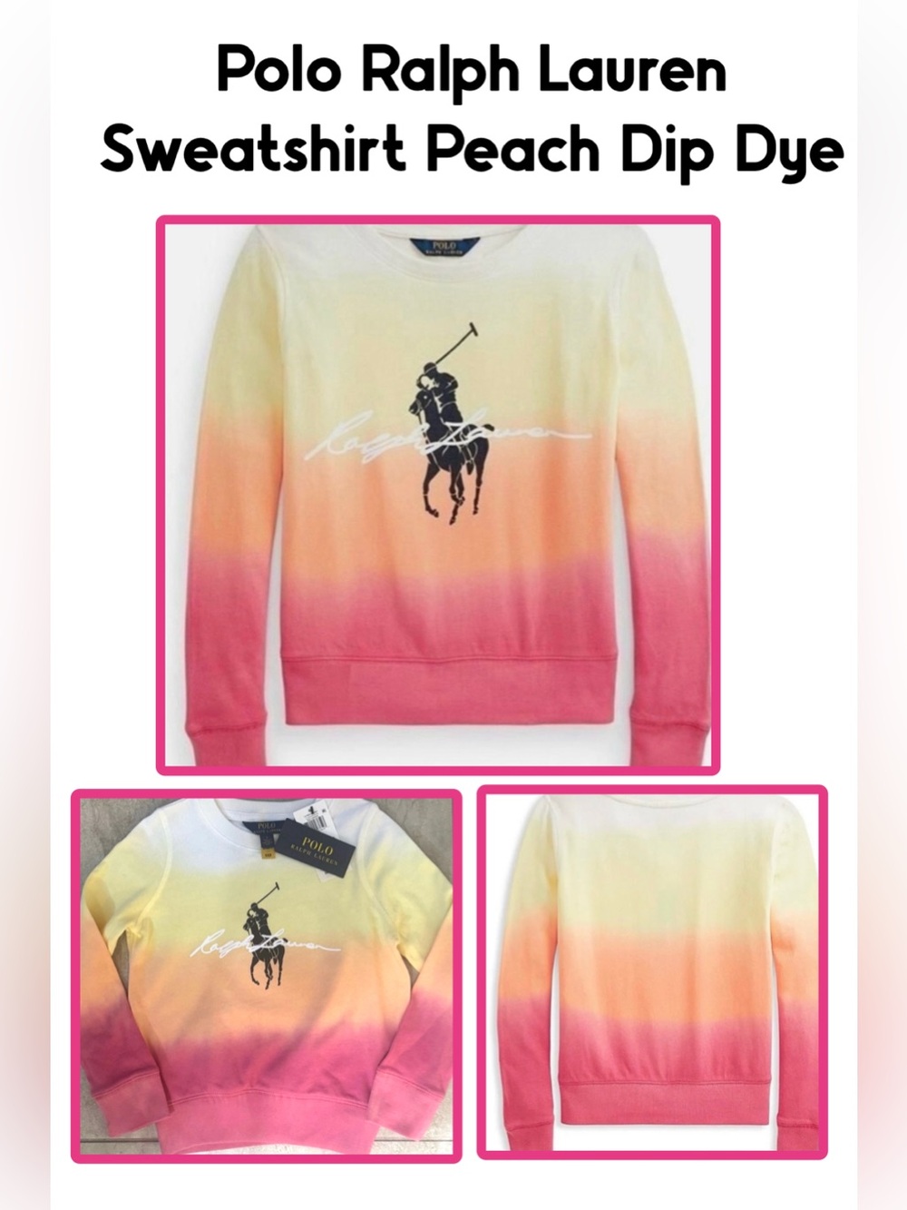 Polo Ralph Lauren Sweatshirt Peach Dip Dye